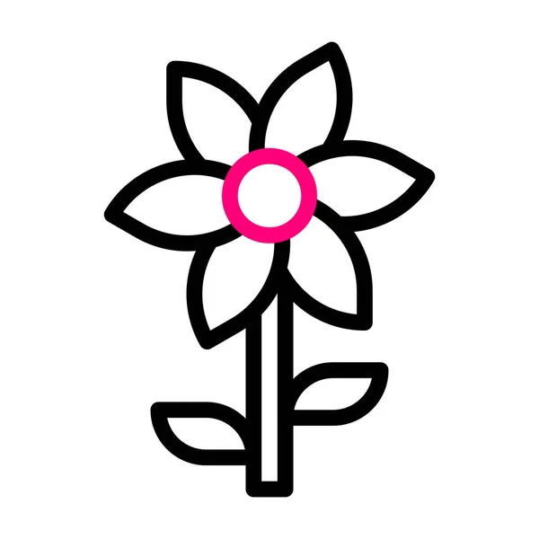 Icône Fleur Duocolor Noir Rose Couleur Fête Des Mères Illustration — Image vectorielle