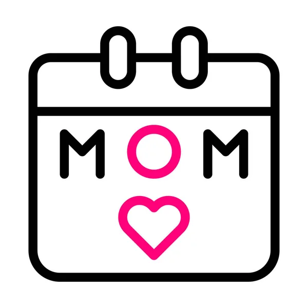 Calendario Mamá Icono Duocolor Negro Rosa Color Madre Día Ilustración — Vector de stock