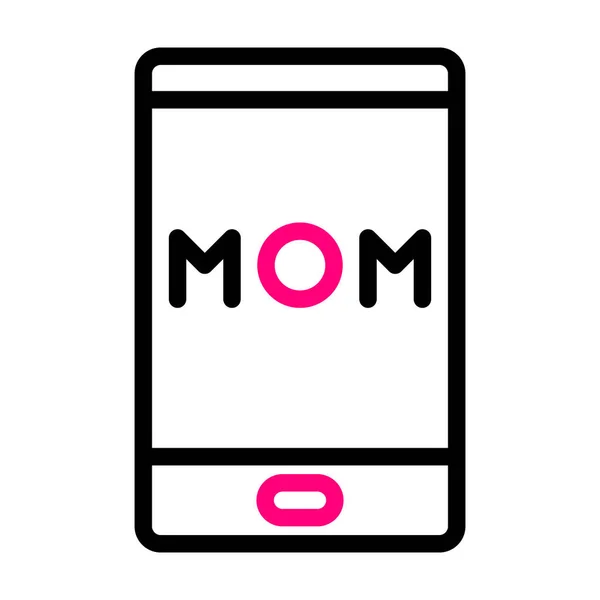 Ikon Telepon Ibu Duocolor Warna Merah Muda Hitam Hari Ibu - Stok Vektor
