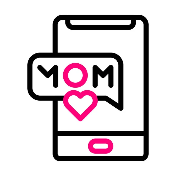 Telefono Mamma Icona Duocolore Nero Rosa Colore Madre Giorno Illustrazione — Vettoriale Stock