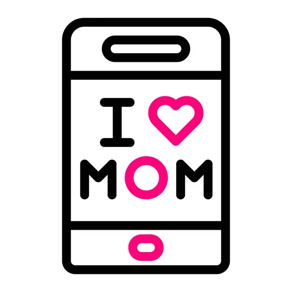 Telefono Mamma Icona Duocolore Nero Rosa Colore Madre Giorno Illustrazione — Vettoriale Stock