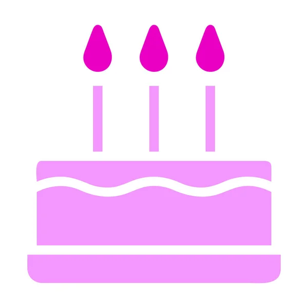 ケーキアイコンソリッドピンク色母の日イラストベクトル要素とシンボル完璧な — ストックベクタ