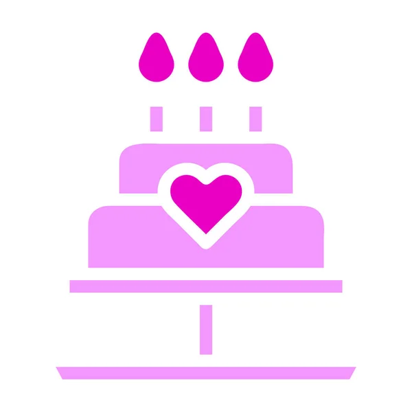 ケーキアイコンソリッドピンク色母の日イラストベクトル要素とシンボル完璧な — ストックベクタ