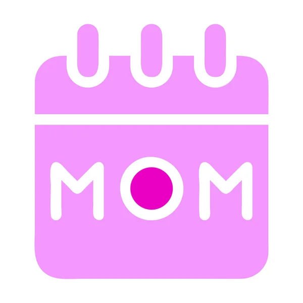 Calendar Mom Icon Solid Pink Colour Mother Day Illustration Vector — Stock Vector