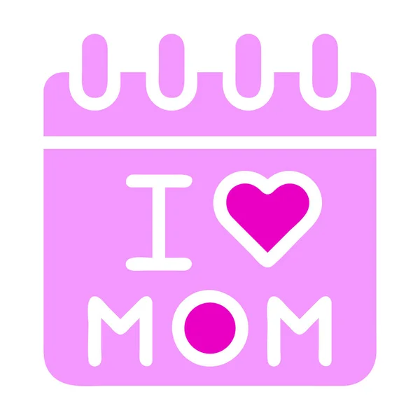 Kalender Mama Symbol Einfarbig Rosa Farbe Muttertag Illustration Vektorelement Und — Stockvektor