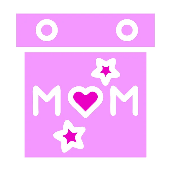 Calendar Mom Icon Solid Pink Colour Mother Day Illustration Vector — Stock Vector