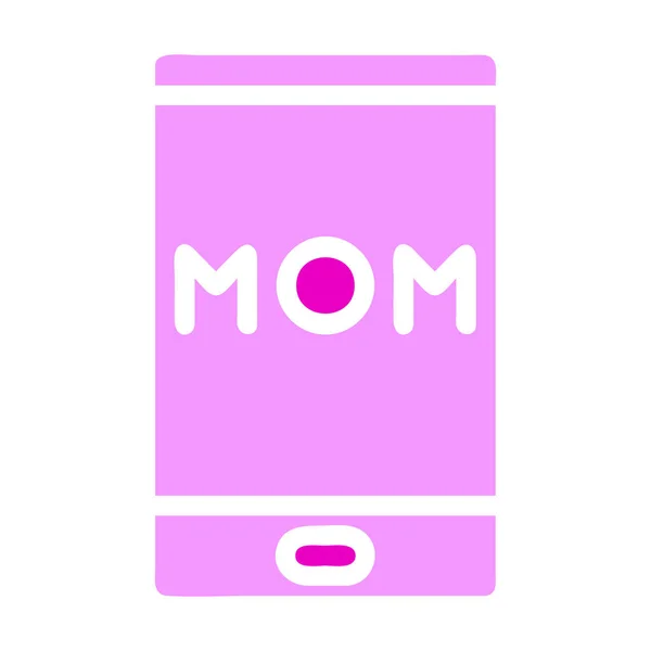 Téléphone Maman Icône Couleur Rose Unie Illustration Fête Des Mères — Image vectorielle