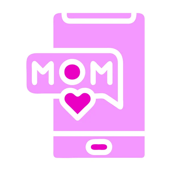 Phone Mom Icon Solid Pink Colour Mother Day Illustration Vector — Stock Vector