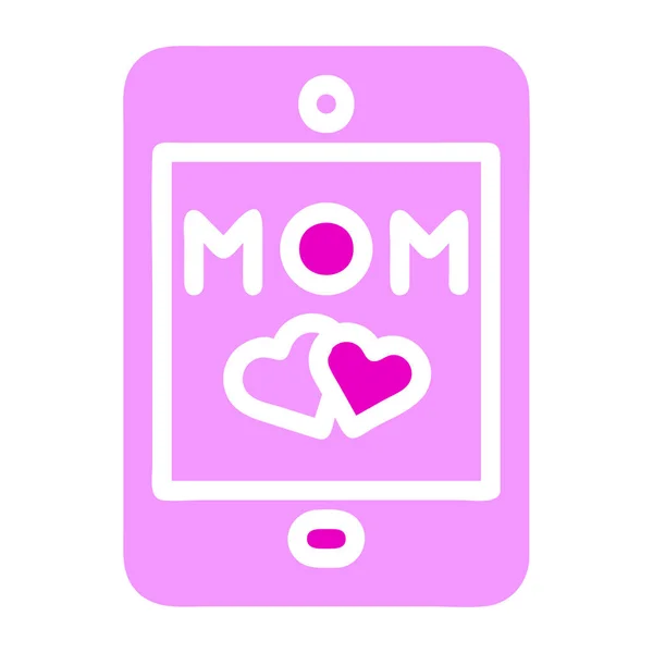 Teléfono Mamá Icono Color Rosa Sólido Madre Día Ilustración Vector — Vector de stock