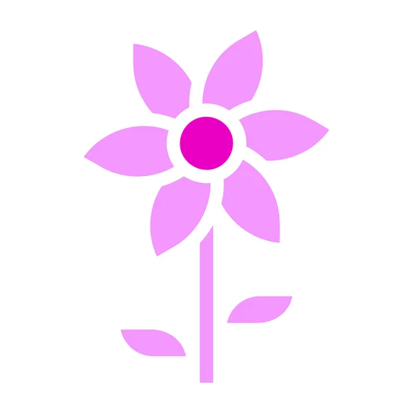 Icona Dei Fiori Solido Duocolore Rosa Colore Madre Giorno Illustrazione — Vettoriale Stock