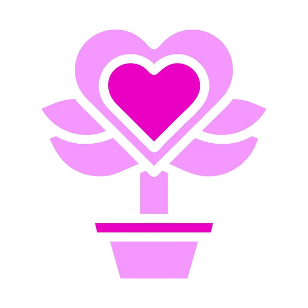Fleur Amour Icône Solide Duocolor Rose Couleur Mère Illustration Vecteur — Image vectorielle
