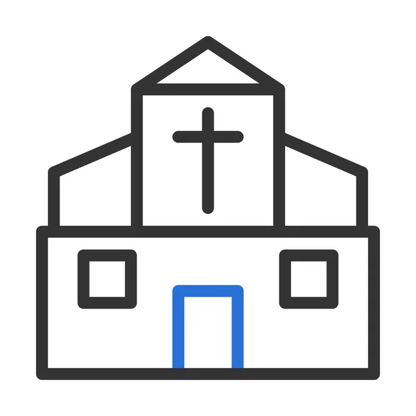 大聖堂のアイコンの二色グレー青のカラーイースターイラストベクトル要素とシンボル完璧です ウェブのための現代的なコレクションからのアイコンサイン — ストックベクタ