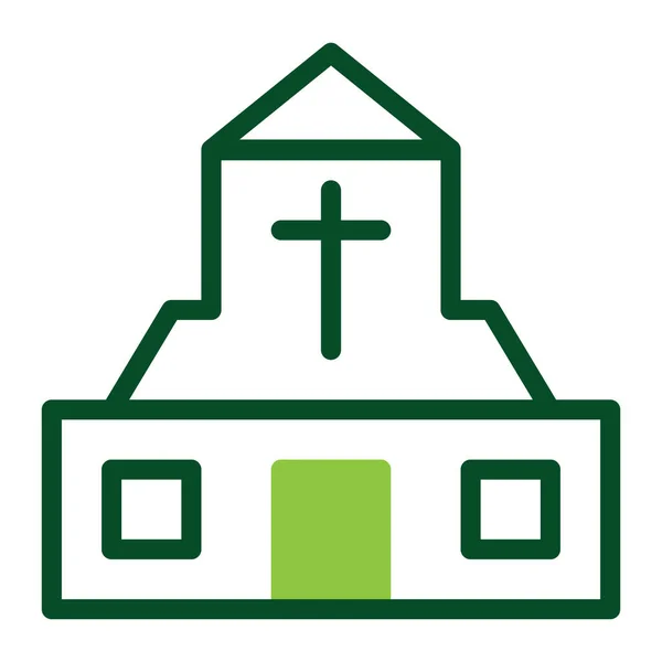 Katedral Ikonu Duotone Yeşil Renkli Paskalya Illüstrasyon Vektör Elemanı Sembol — Stok Vektör