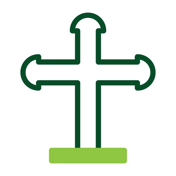 Salib Icon Duotone Green Colour Easter Illustration Vector Element Symbol — Stock Vector