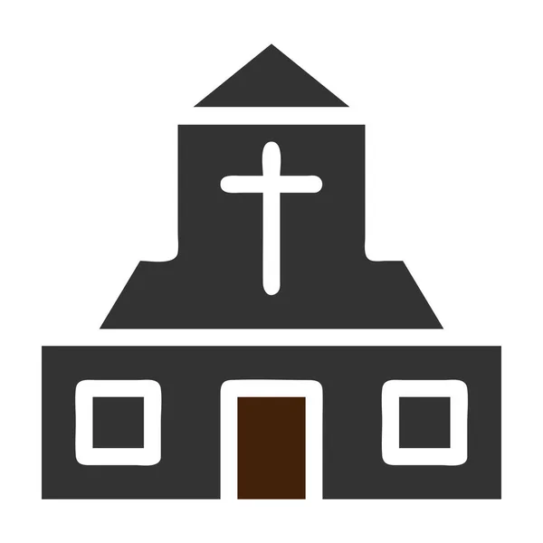 Icono Catedral Gris Sólido Color Marrón Pascua Ilustración Vector Elemento — Archivo Imágenes Vectoriales
