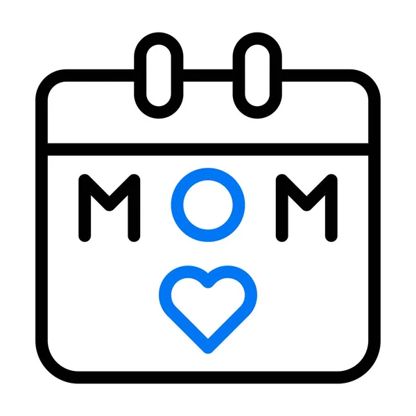 Kalender Mama Symbol Duocolor Blau Schwarz Farbe Muttertag Illustration Vektorelement — Stockvektor