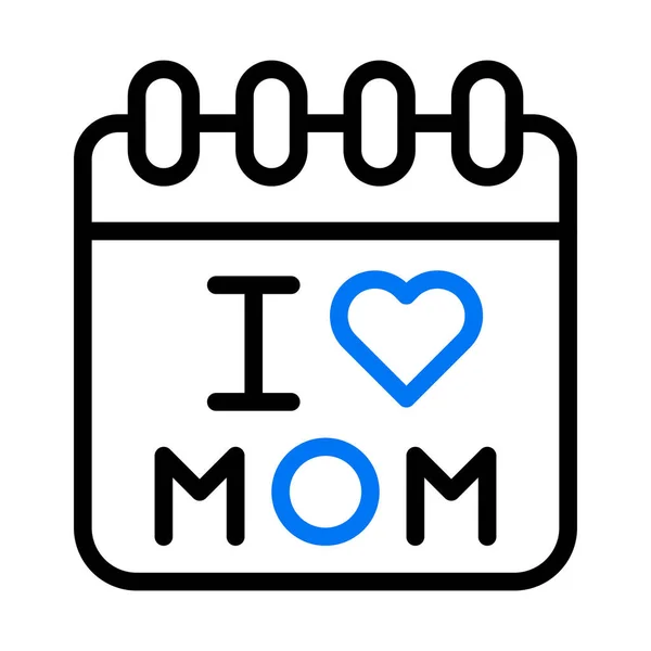 Kalendarz Mama Ikona Duocolor Niebieski Czarny Kolor Matka Dzień Ilustracja — Wektor stockowy