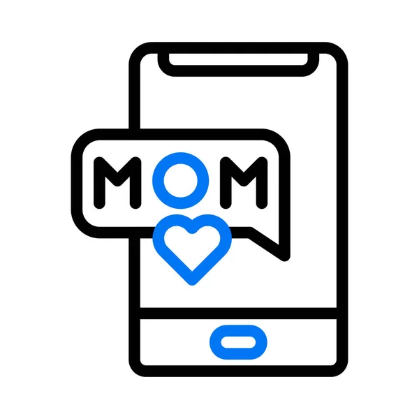 Phone Mom Icon Duocolor Blue Black Colour Mother Day Illustration — Stock Vector