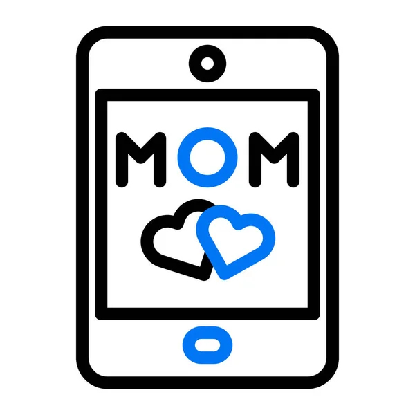 Telefono Mamma Icona Duocolore Blu Nero Colore Madre Giorno Illustrazione — Vettoriale Stock