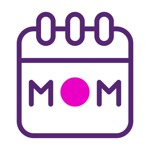 Kalendarz Mama Ikona Duotone Różowy Fioletowy Kolor Matka Dzień Ilustracja — Wektor stockowy
