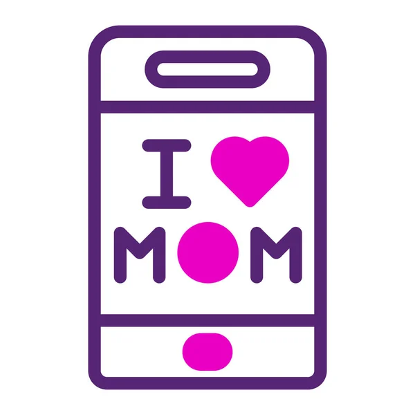 Teléfono Mamá Icono Duotone Rosa Púrpura Color Madre Día Ilustración — Vector de stock