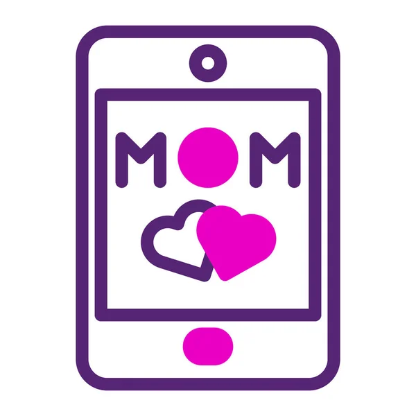 Ikon Telepon Ibu Duotone Warna Merah Muda Hari Ibu Gambar - Stok Vektor