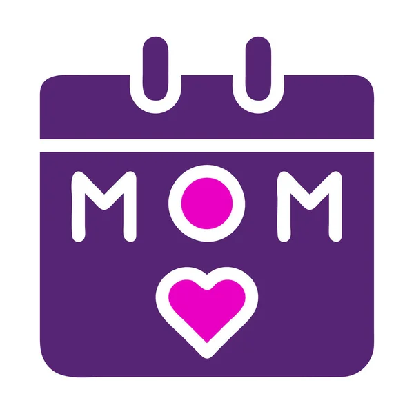 Calendario Mamá Icono Sólido Duocolor Rosa Púrpura Color Madre Día — Vector de stock