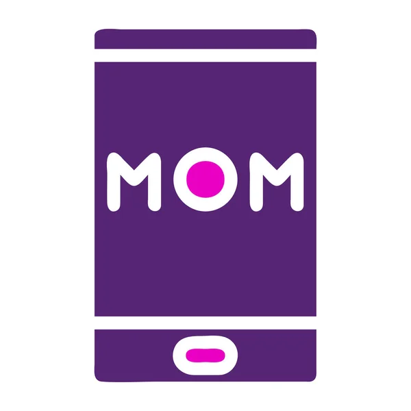 Phone Mom Icon Solid Duocolor Pink Purple Colour Mother Day — Stock Vector