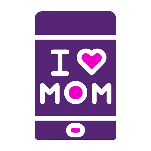 Telefon Anne Simgesi Katı Duocolor Pembe Renk Anneler Günü Illüstrasyon — Stok Vektör