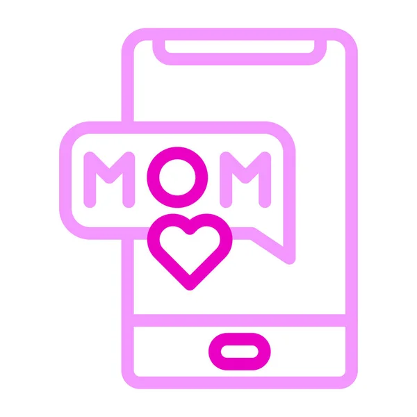 Ikon Handphone Duocolor Warna Merah Muda Hari Ibu Gambar Elemen - Stok Vektor
