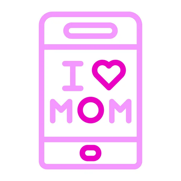 携帯電話のアイコン二色ピンク色の母の日のイラストベクトル要素とシンボル完璧な — ストックベクタ