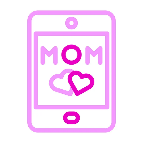 Handphone Icon Duocolor Pink Colour Mother Day Illustration Vector Element — Stock Vector