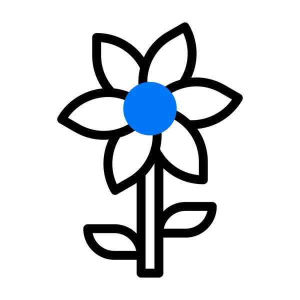 Flower Lipstick Icon Duotone Blue Black Colour Mother Day Illustration — Stock Vector