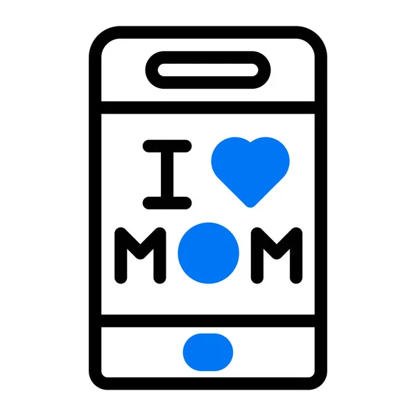 Cep Telefonu Ikonu Duotone Mavi Siyah Renk Anneler Günü Illüstrasyon — Stok Vektör