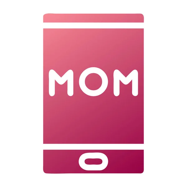 Ikon Kalender Handphone Gradien Solid Warna Merah Hari Ibu Gambar - Stok Vektor