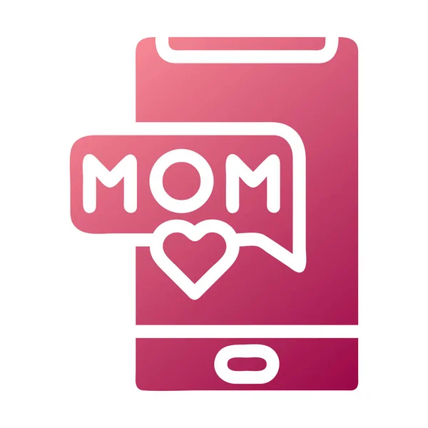Ikon Kalender Handphone Gradien Solid Warna Merah Hari Ibu Gambar - Stok Vektor