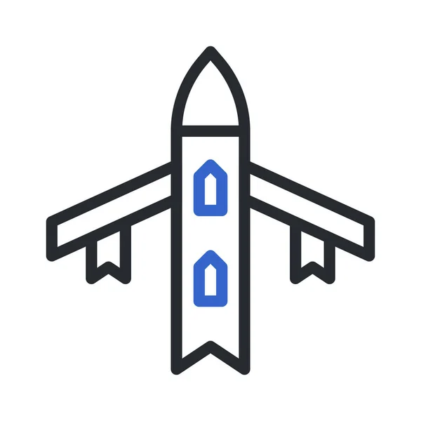 Airplane Icon Duocolor Grigio Blu Colore Militare Elemento Vettoriale Militare — Vettoriale Stock