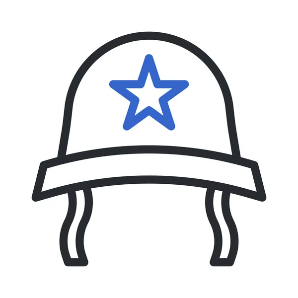Ícone Capacete Duocolor Cinza Azul Cor Militar Vetor Elemento Exército — Vetor de Stock