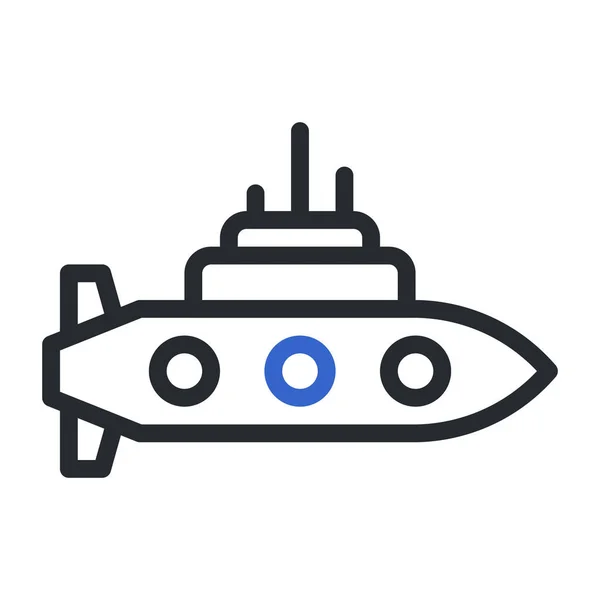 Ubåt Ikon Duocolor Grå Blå Färg Militär Vektor Armé Element — Stock vektor