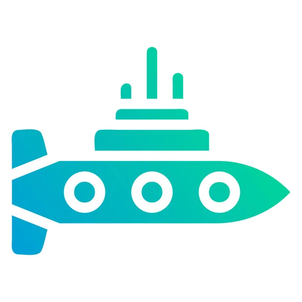 Ubåt Ikon Lutning Grön Blå Färg Militär Vektor Armé Element — Stock vektor