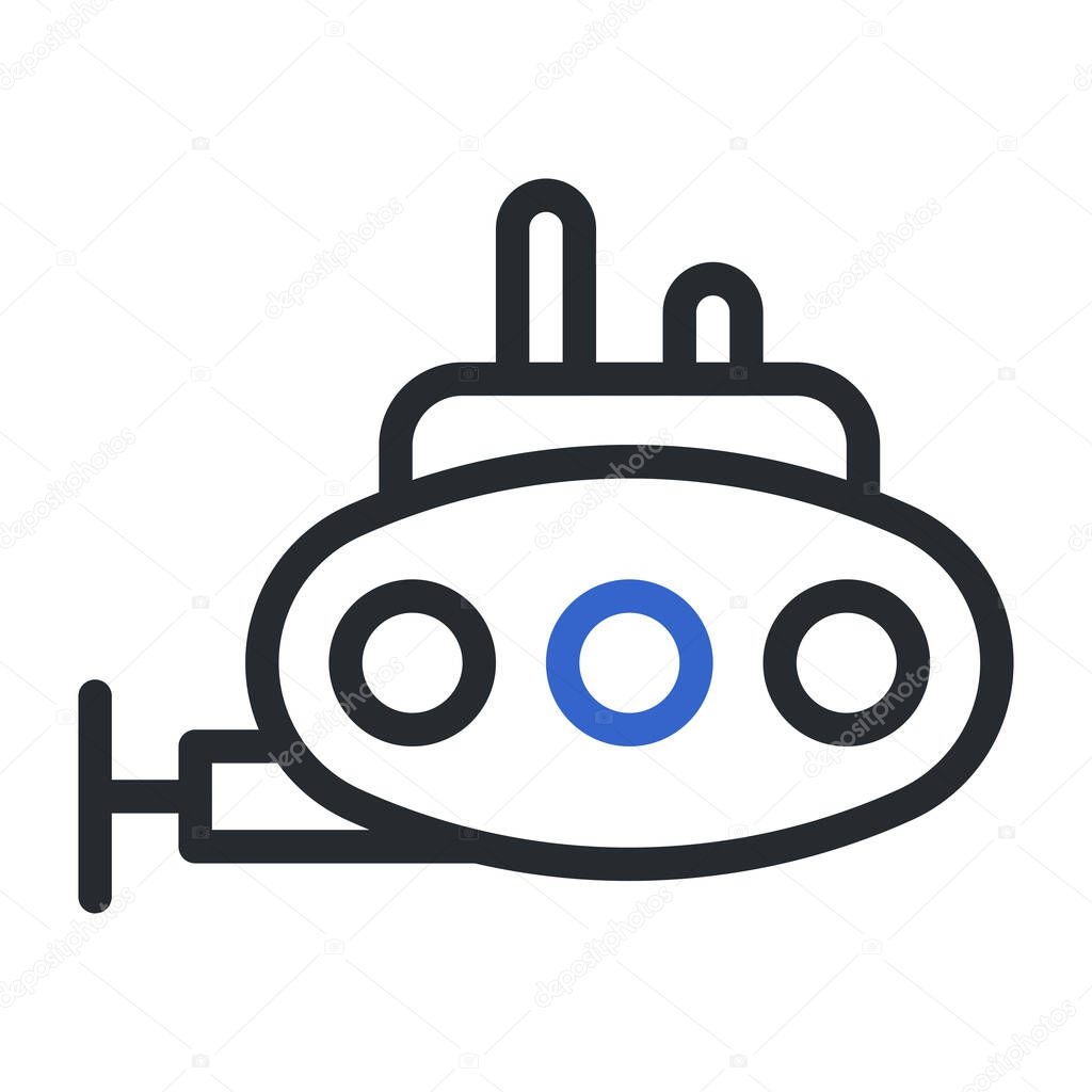 Submarine icon duocolor grey blue colour military vector army element and symbol perfect.