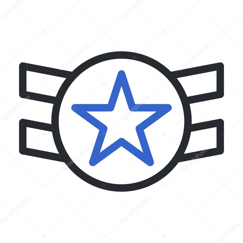 Badge icon duocolor grey blue colour military vector army element and symbol perfect.