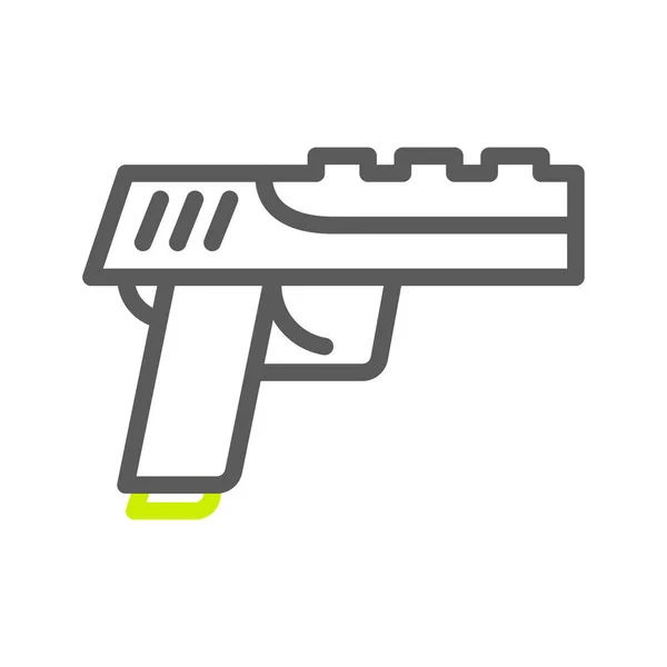 Pistol Ikon Duocolor Grå Levande Grön Färg Militär Vektor Armé — Stock vektor