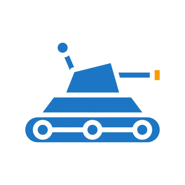 Icono Del Tanque Sólido Azul Naranja Azul Color Militar Vector — Vector de stock