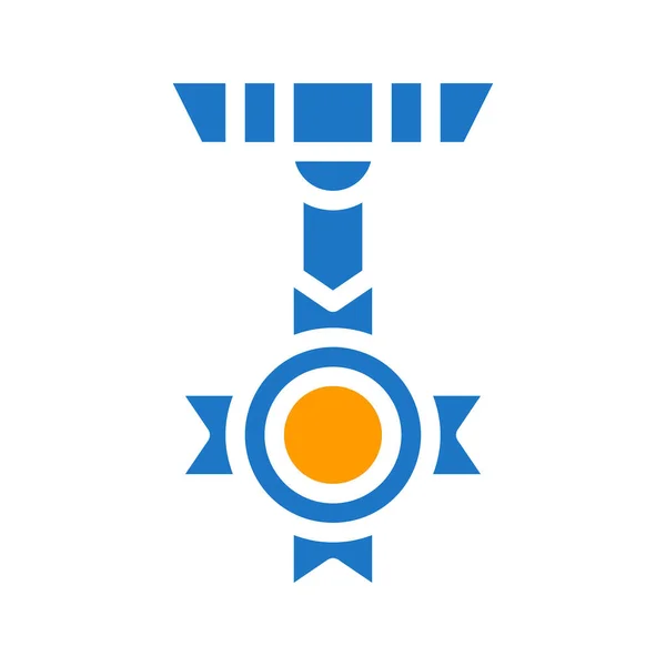 メダルアイコンソリッドブルーオレンジブルーカラー軍用ベクトル軍要素とシンボル完璧な — ストックベクタ