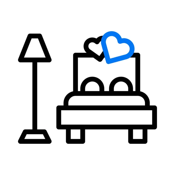 Bed Icon Duocolor Kék Stílusú Valentin Illusztráció Vektor Elem Szimbólum — Stock Vector