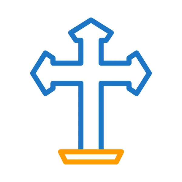 Salib Icono Duocolor Azul Naranja Pascua Ilustración Vector Elemento Símbolo — Vector de stock