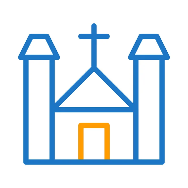 Katedrális Ikon Duocolor Kék Narancs Húsvét Illusztráció Vektor Elem Szimbólum — Stock Vector