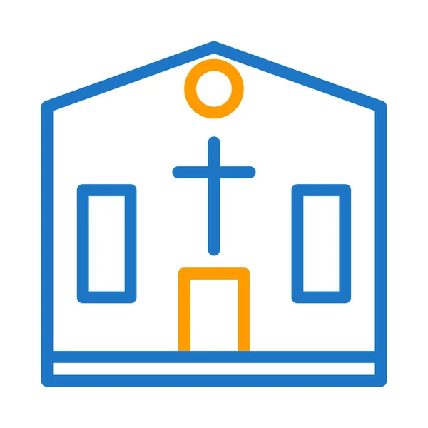 Ikona Katedrály Duokolor Modrá Oranžová Velikonoční Ilustrační Vektorový Prvek Symbol — Stockový vektor