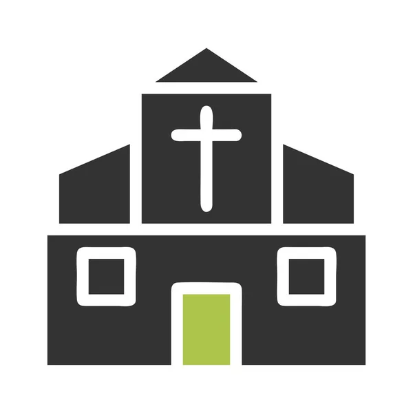 Kathedrale Symbol Einfarbig Grün Grau Farbe Ostern Illustration Vektorelement Und — Stockvektor